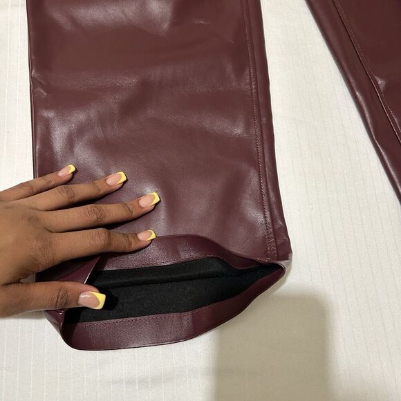 Joie Women’s Vegan Leather Straight Leg Pants Size 12 Maroon Red 90s Y2K NWT - Picture 8 of 9